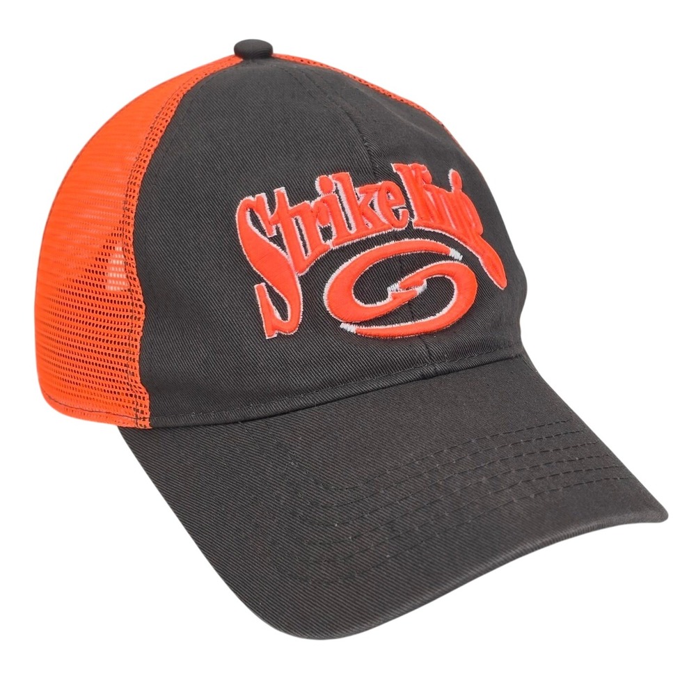 Strike King Fishing Hat Trucker Cap OSFM Gray Orange Mesh Back Logo Snapback